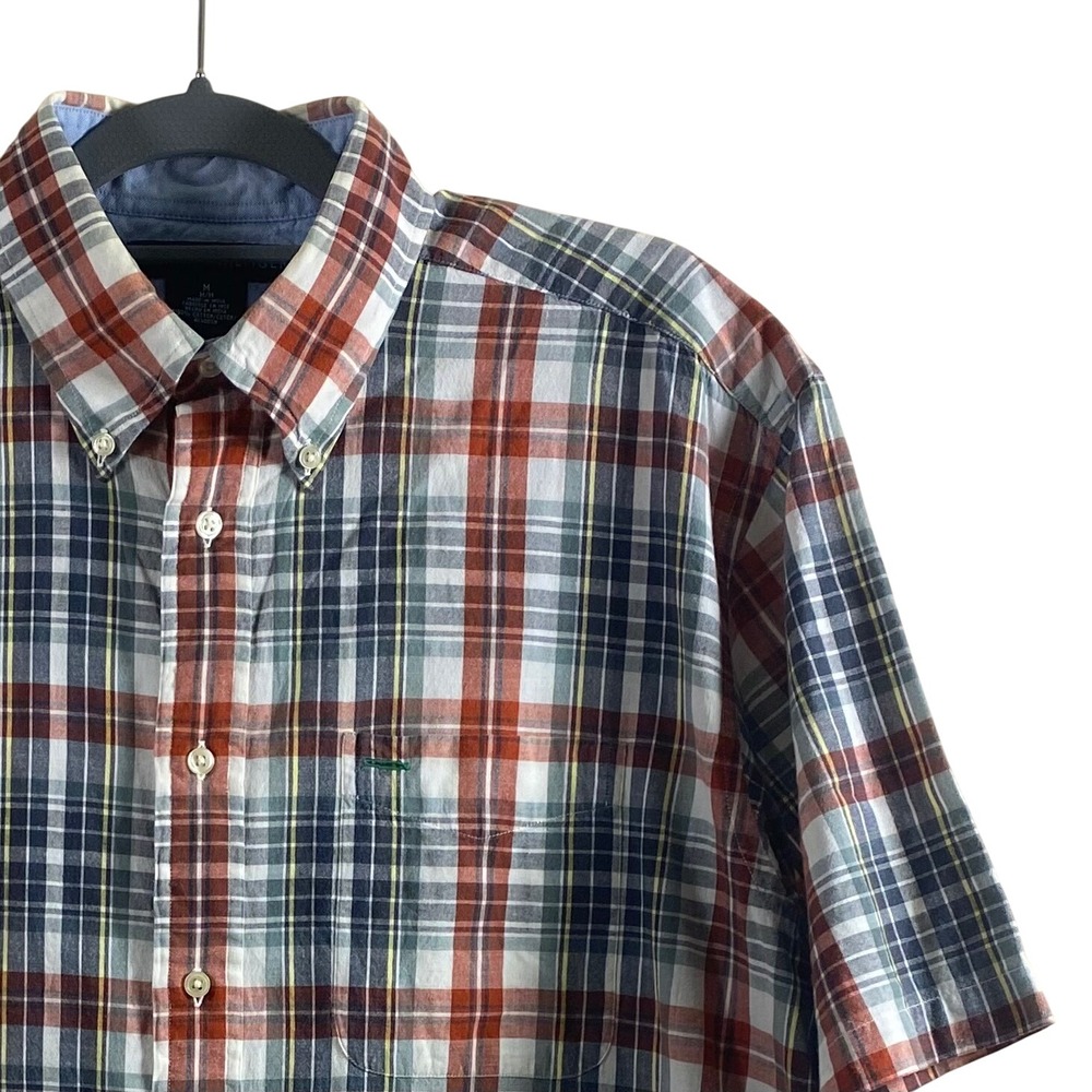 Tommy Hilfiger Plaid Button Down Short Sleeve Shirt Classic Fit Medium